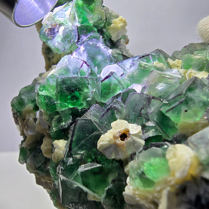 Fluorite fantôme XL, muscovite, hyalite, quartz fumé, tourmaline Schörl, Erongo, Namibie, 134 x 100 x 77 mm 