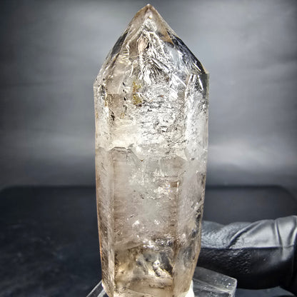 Points à double terminaison en quartz fumé fantôme clair Goboboseb namibie 62*25*19mm