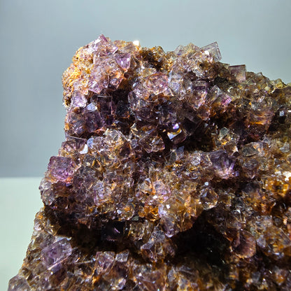 Grand spécimen de cube de fluorite fantôme double face, jaune violet, Okorusu, Namibie, 111 x 89 x 28 mm 