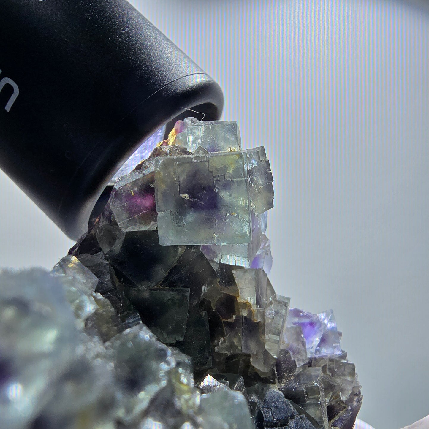 Seltene Phantom Fluorit Würfel Stufe, grün lila Okorusu, Namibia 76*69*34mm #13026