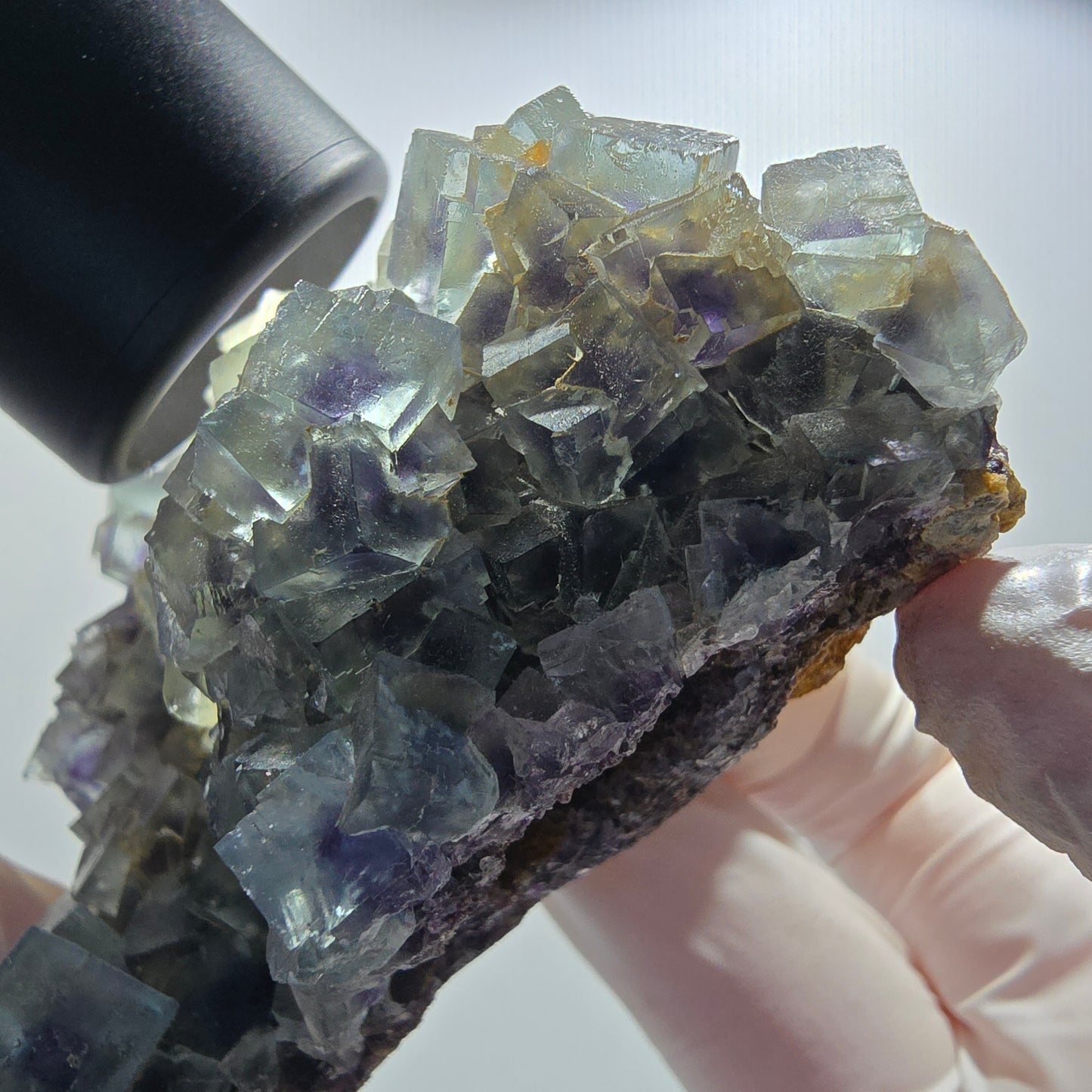 Seltene Phantom Fluorit Würfel Stufe, grün lila Okorusu, Namibia 76*69*34mm #13026