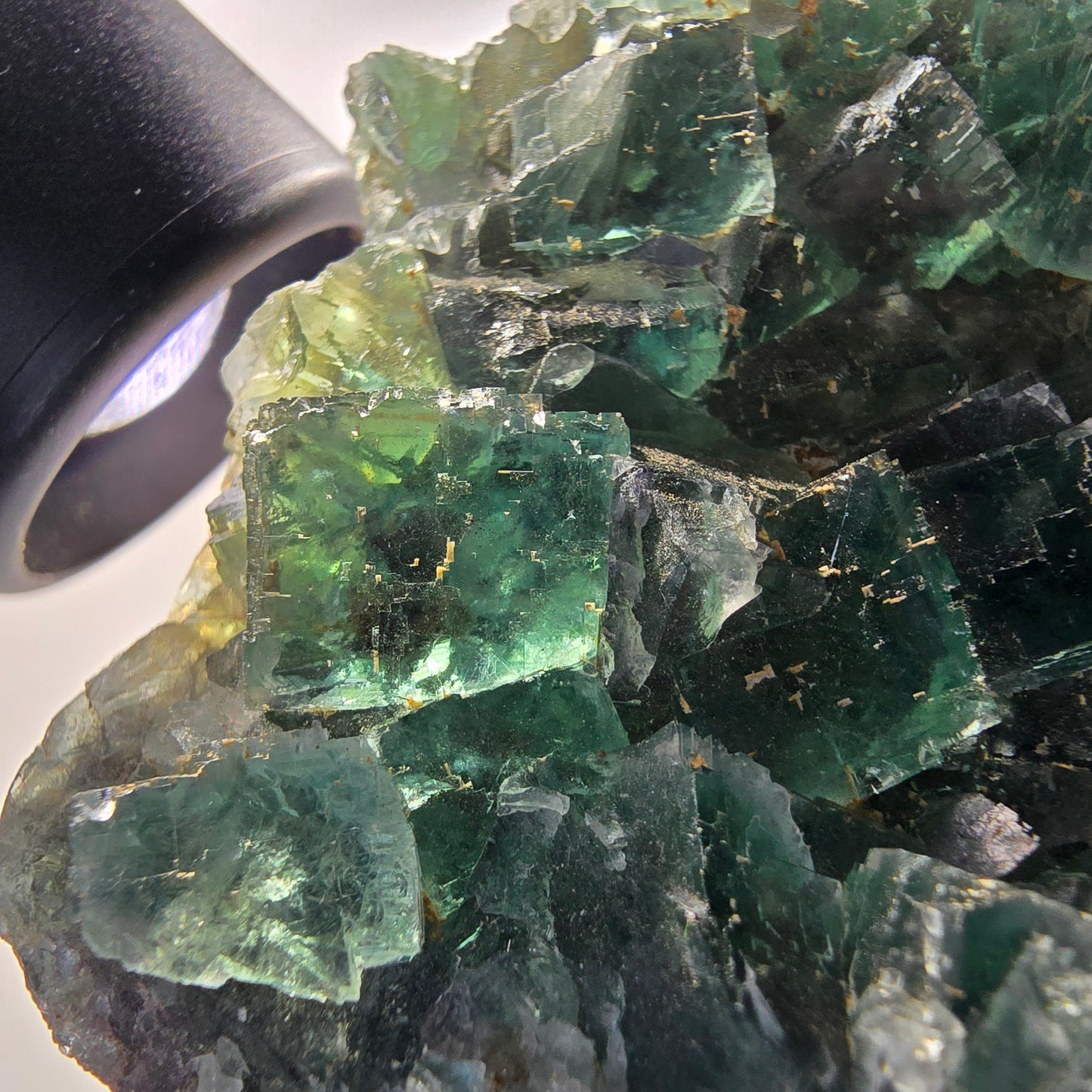 Seltene Phantom Fluorit Würfel Stufe parkettiert grün Okorusu Namibia 80*68*21mm #13027