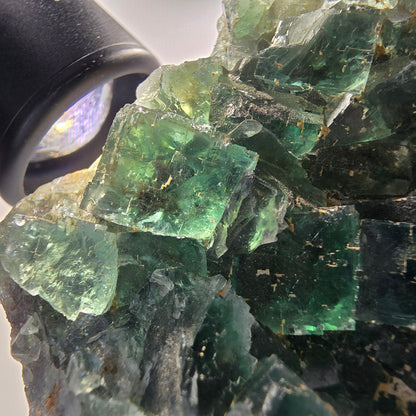 Seltene Phantom Fluorit Würfel Stufe parkettiert grün Okorusu Namibia 80*68*21mm #13027