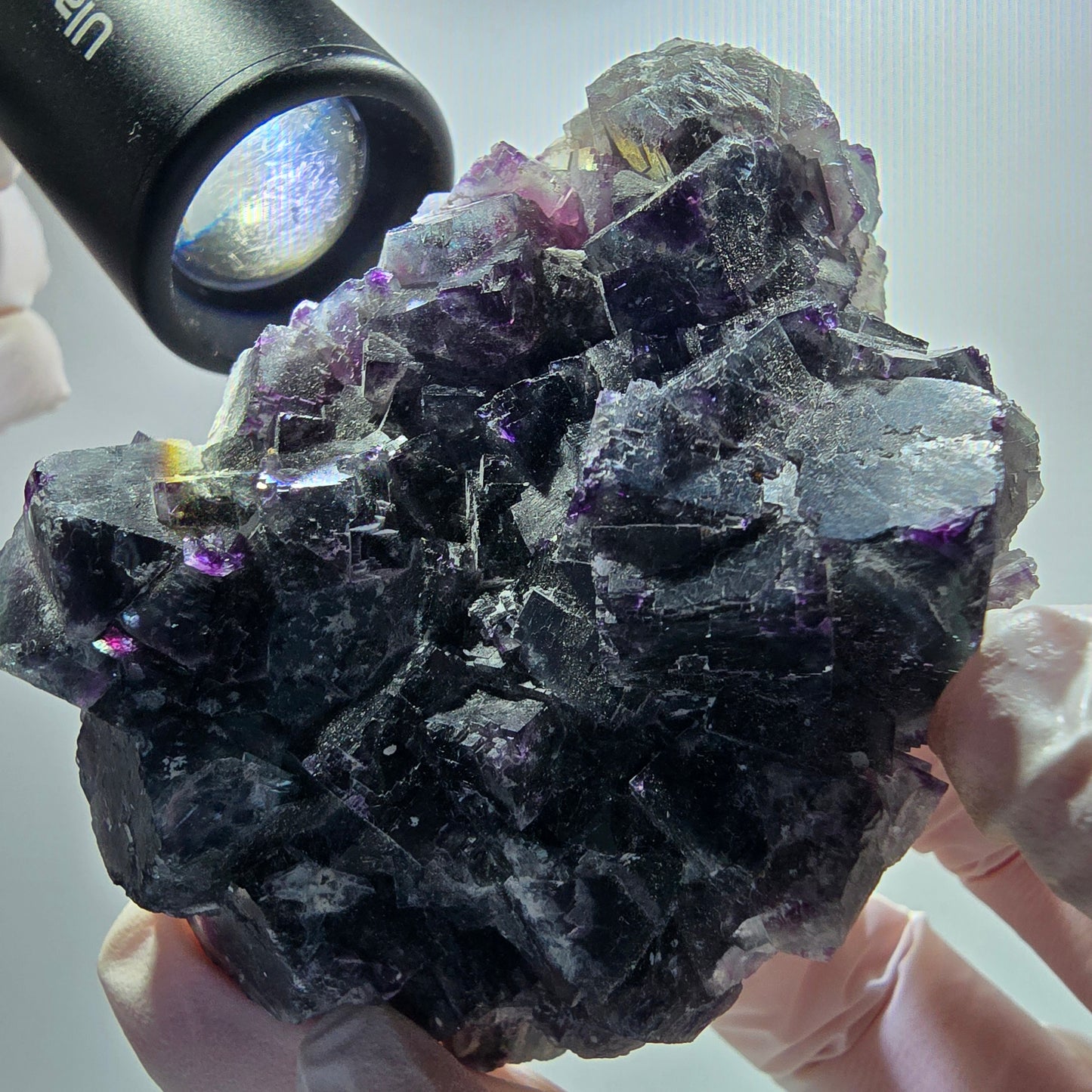 Seltene Phantom Fluorit Würfel Stufe, grün lila Okorusu, Namibia 75*52*33mm #13028