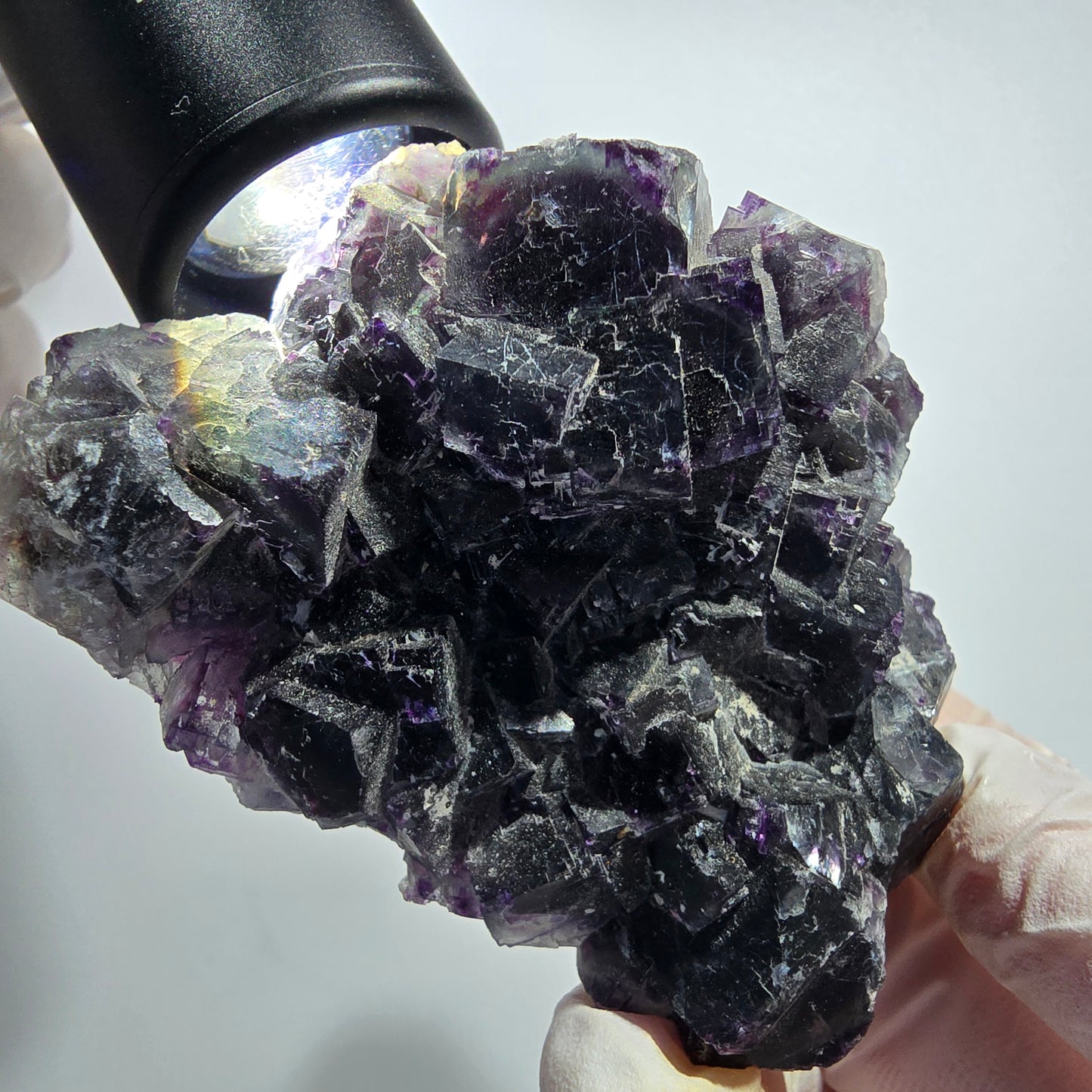 Seltene Phantom Fluorit Würfel Stufe, grün lila Okorusu, Namibia 75*52*33mm #13028