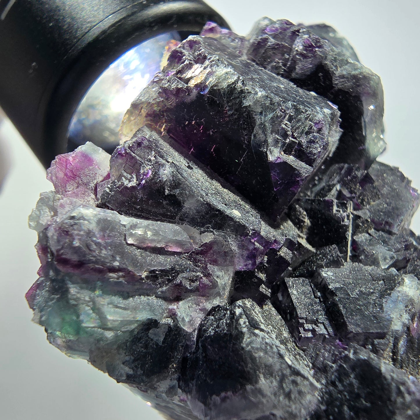 Seltene Phantom Fluorit Würfel Stufe, grün lila Okorusu, Namibia 75*52*33mm #13028