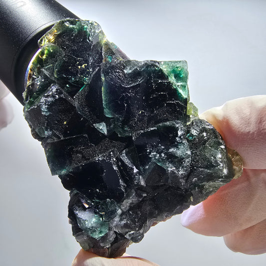 Seltene Phantom Fluorit Würfel Stufe, grün lila Okorusu, Namibia 59*47*17mm #13029