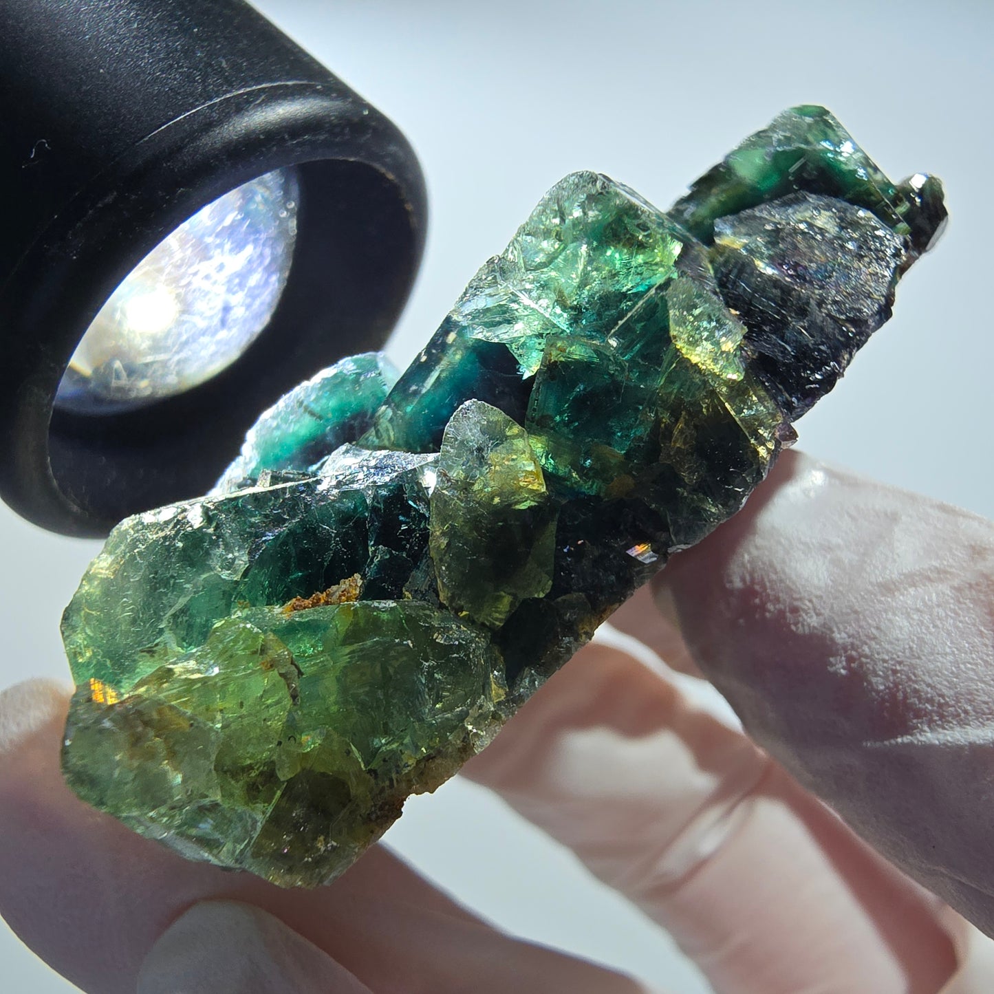 Seltene Phantom Fluorit Würfel Stufe, grün lila Okorusu, Namibia 59*47*17mm #13029
