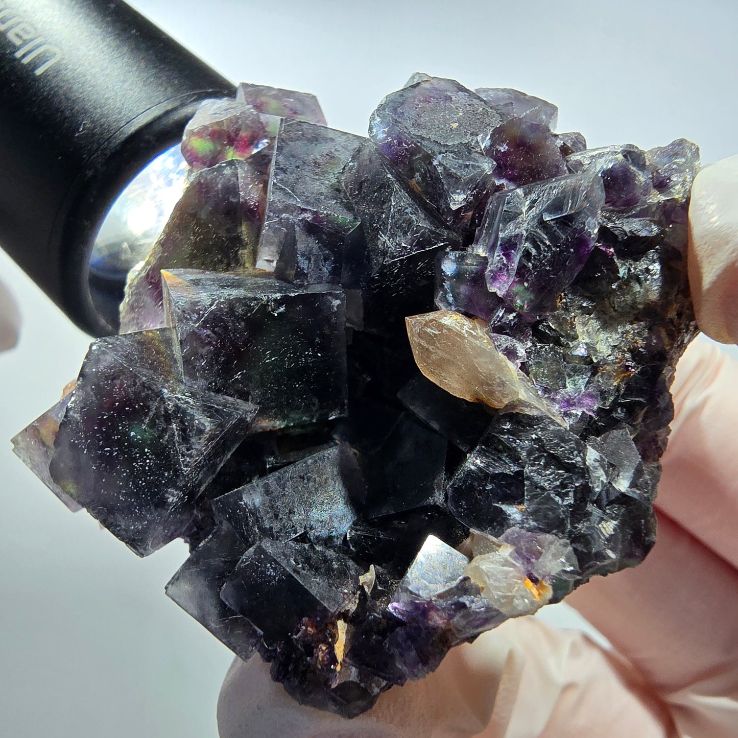 Phantom Fluorit Würfel, Quarz Stufe, grün lila Okorusu, Namibia 56*54*32mm #13030