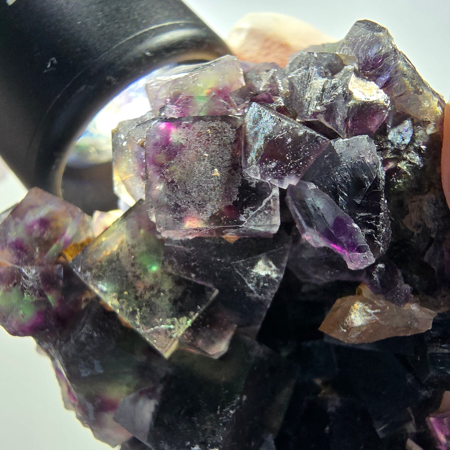 Phantom Fluorit Würfel, Quarz Stufe, grün lila Okorusu, Namibia 56*54*32mm #13030