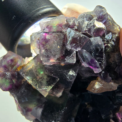Phantom Fluorit Würfel, Quarz Stufe, grün lila Okorusu, Namibia 56*54*32mm #13030