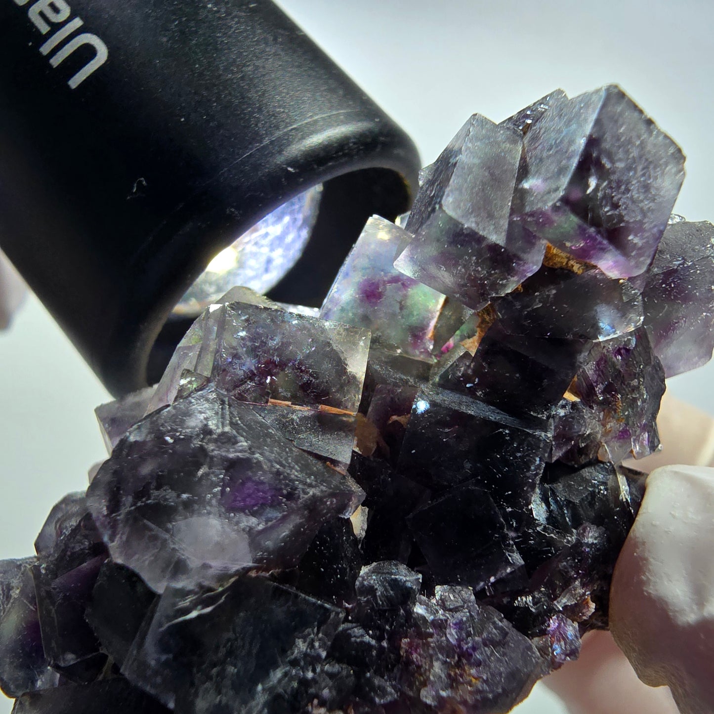 Phantom Fluorit Würfel, Quarz Stufe, grün lila Okorusu, Namibia 56*54*32mm #13030