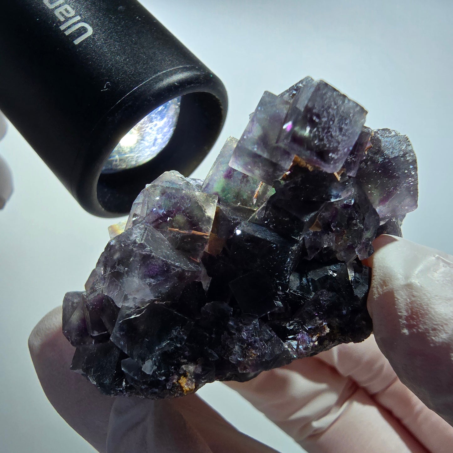 Phantom Fluorit Würfel, Quarz Stufe, grün lila Okorusu, Namibia 56*54*32mm #13030