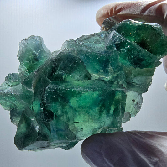 Seltene Phantom Fluorit Würfel Stufe parkettiert grün Okorusu Namibia 80*54*20mm #13031