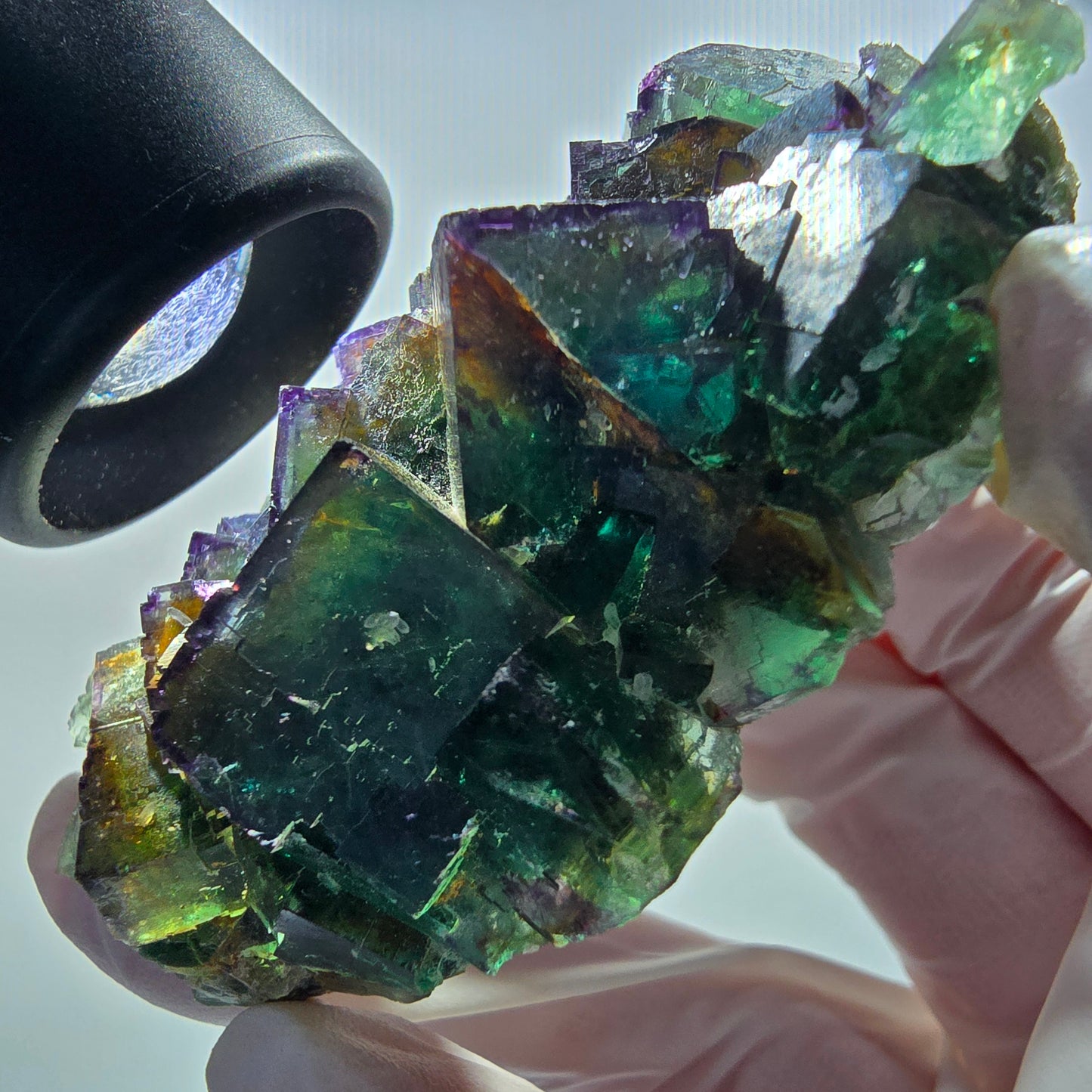 Seltene Phantom Fluorit Würfel Stufe, grün lila Okorusu, Namibia 63*56*21mm #13032