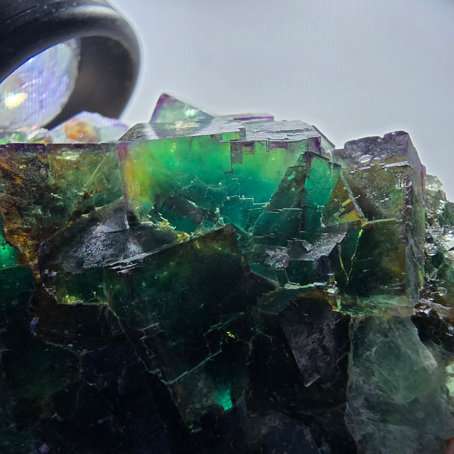 Seltene Phantom Fluorit Würfel Stufe, grün lila Okorusu, Namibia 63*56*21mm #13032