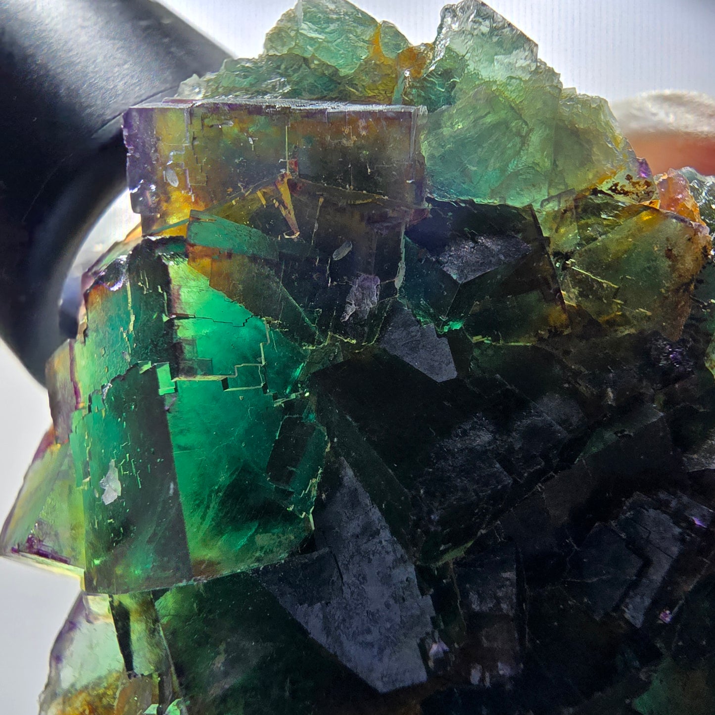 Seltene Phantom Fluorit Würfel Stufe, grün lila Okorusu, Namibia 63*56*21mm #13032