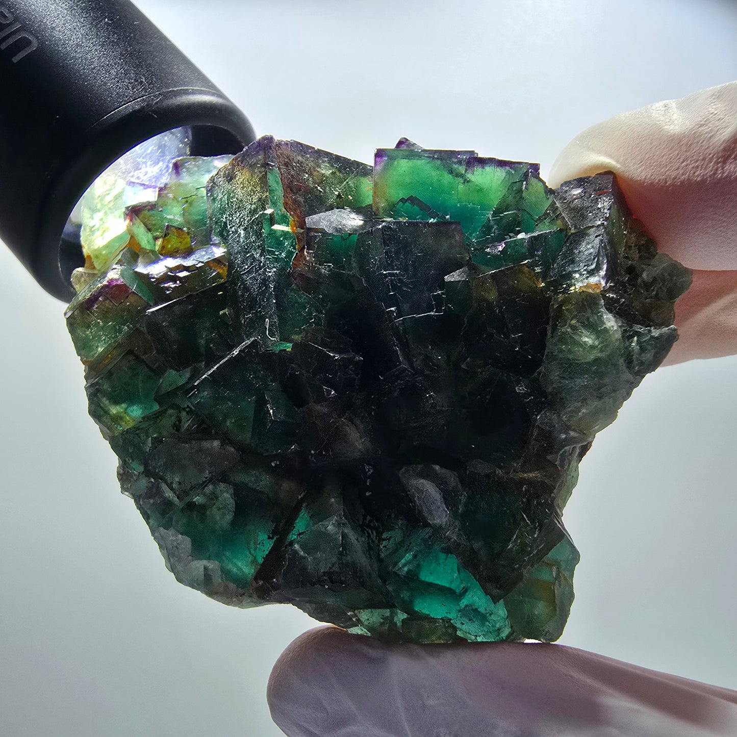 Seltene Phantom Fluorit Würfel Stufe, grün lila Okorusu, Namibia 63*56*21mm #13032