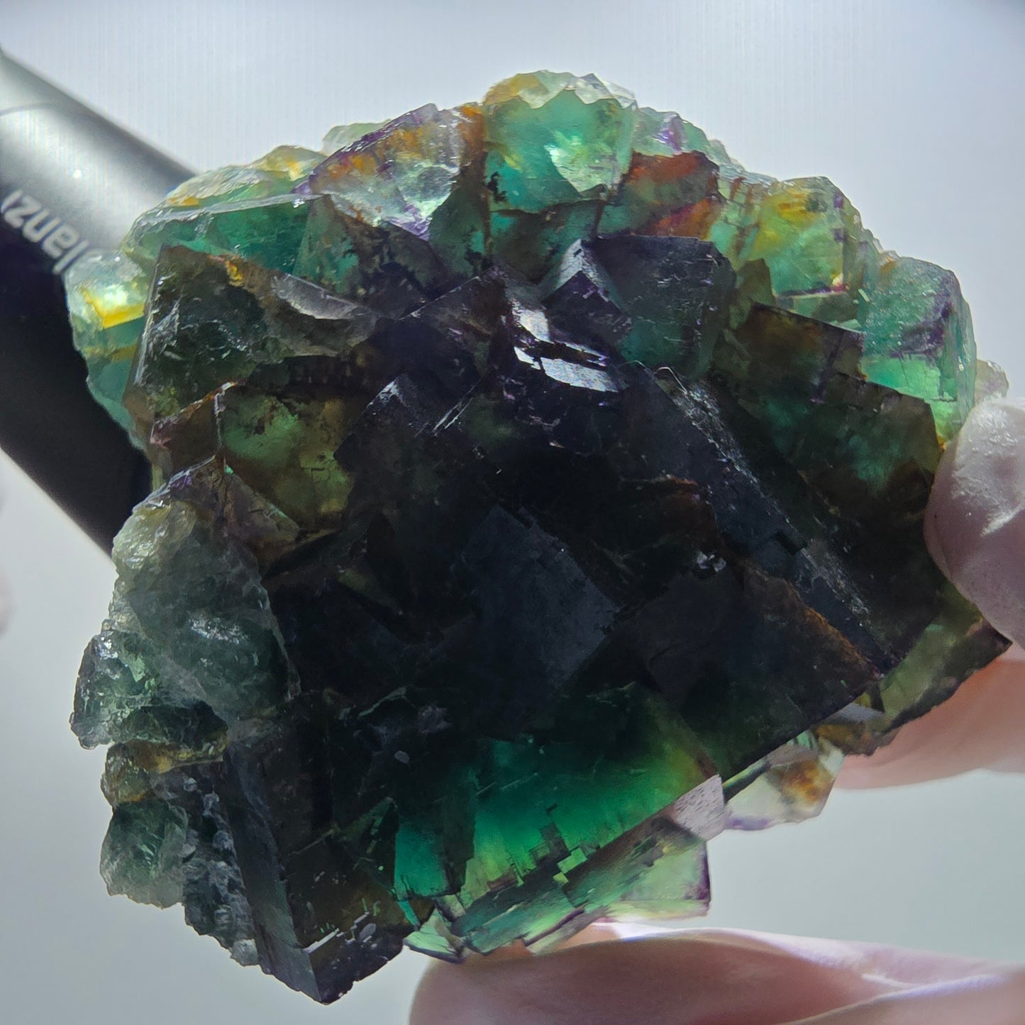 Seltene Phantom Fluorit Würfel Stufe, grün lila Okorusu, Namibia 63*56*21mm #13032