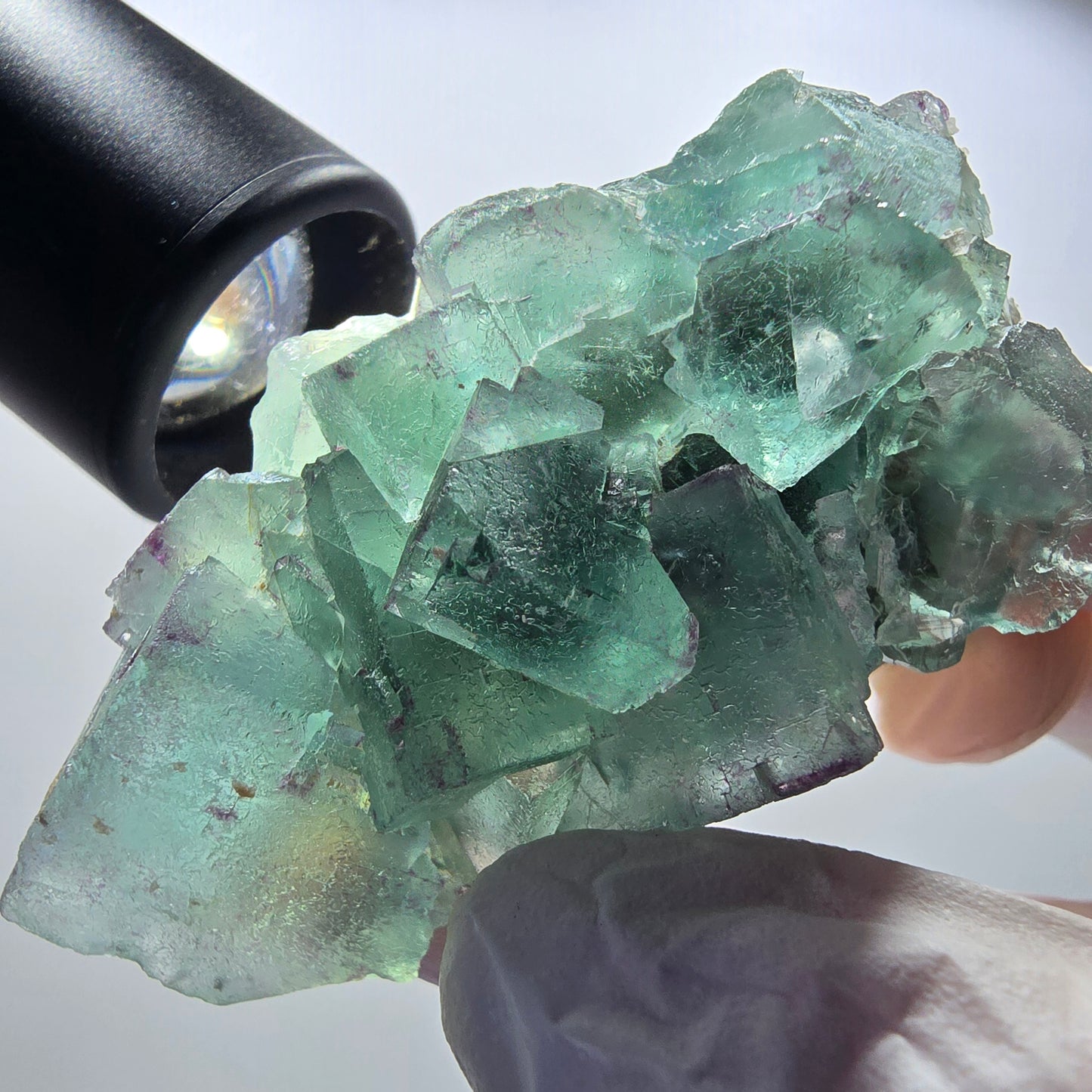 Seltene Phantom Fluorit Würfel Stufe parkettiert grün Okorusu Namibia 70*35*24mm #13034