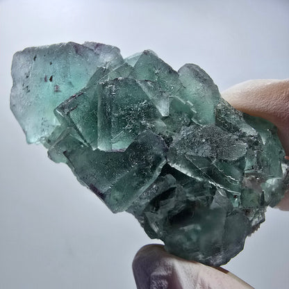 Seltene Phantom Fluorit Würfel Stufe parkettiert grün Okorusu Namibia 70*35*24mm #13034