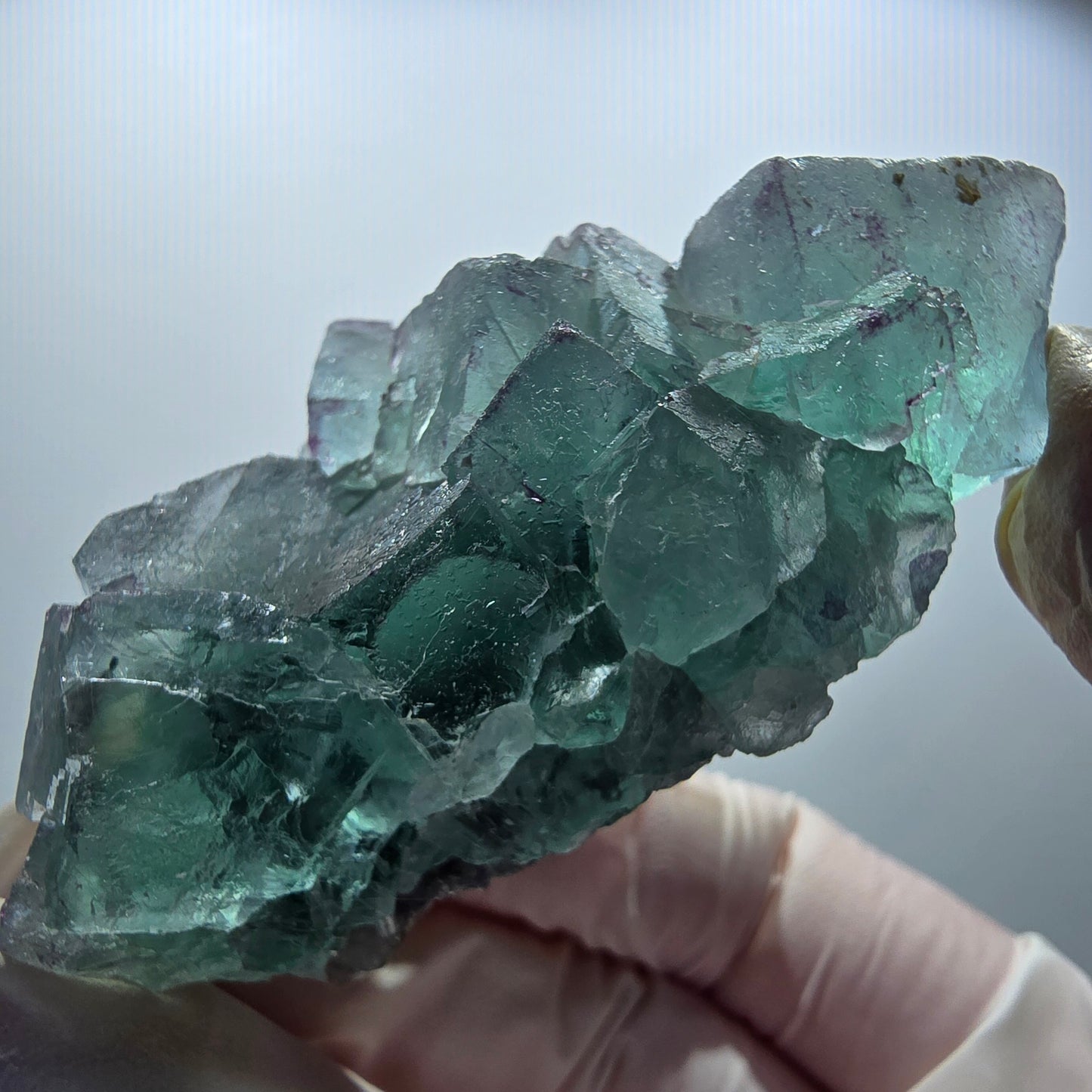 Seltene Phantom Fluorit Würfel Stufe parkettiert grün Okorusu Namibia 70*35*24mm #13034
