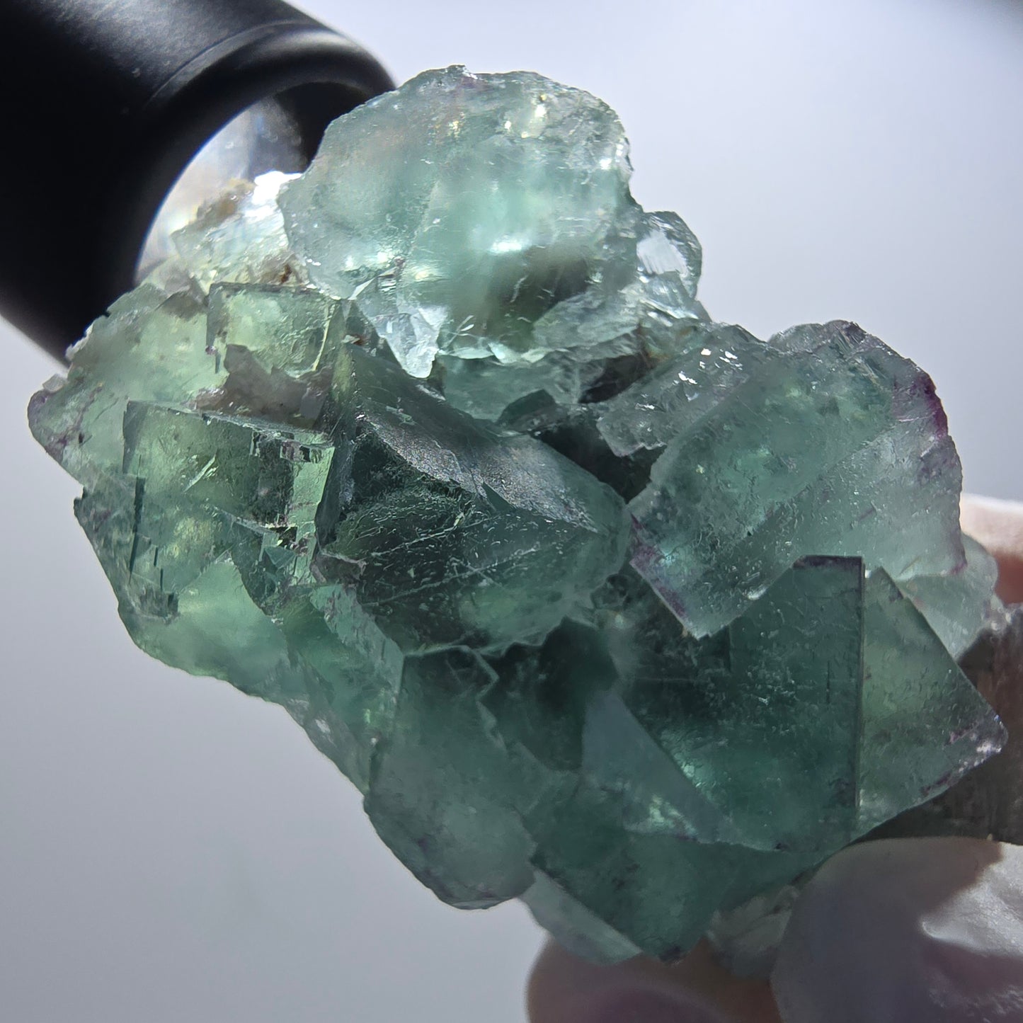 Seltene Phantom Fluorit Würfel Stufe parkettiert grün Okorusu Namibia 70*35*24mm #13034