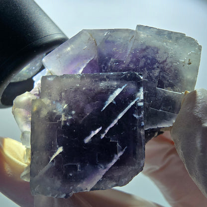 Seltene Phantom Fluorit Würfel Stufe, lila weiß Okorusu, Namibia 65*56*34mm #13035