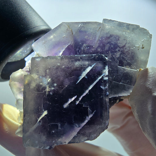Seltene Phantom Fluorit Würfel Stufe, lila weiß Okorusu, Namibia 65*56*34mm #13035