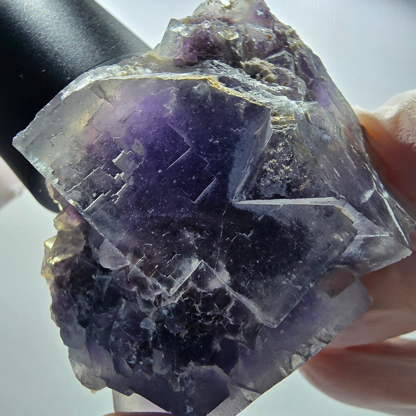 Seltene Phantom Fluorit Würfel Stufe, lila weiß Okorusu, Namibia 65*56*34mm #13035