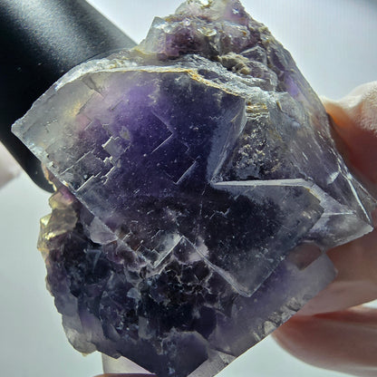 Seltene Phantom Fluorit Würfel Stufe, lila weiß Okorusu, Namibia 65*56*34mm #13035