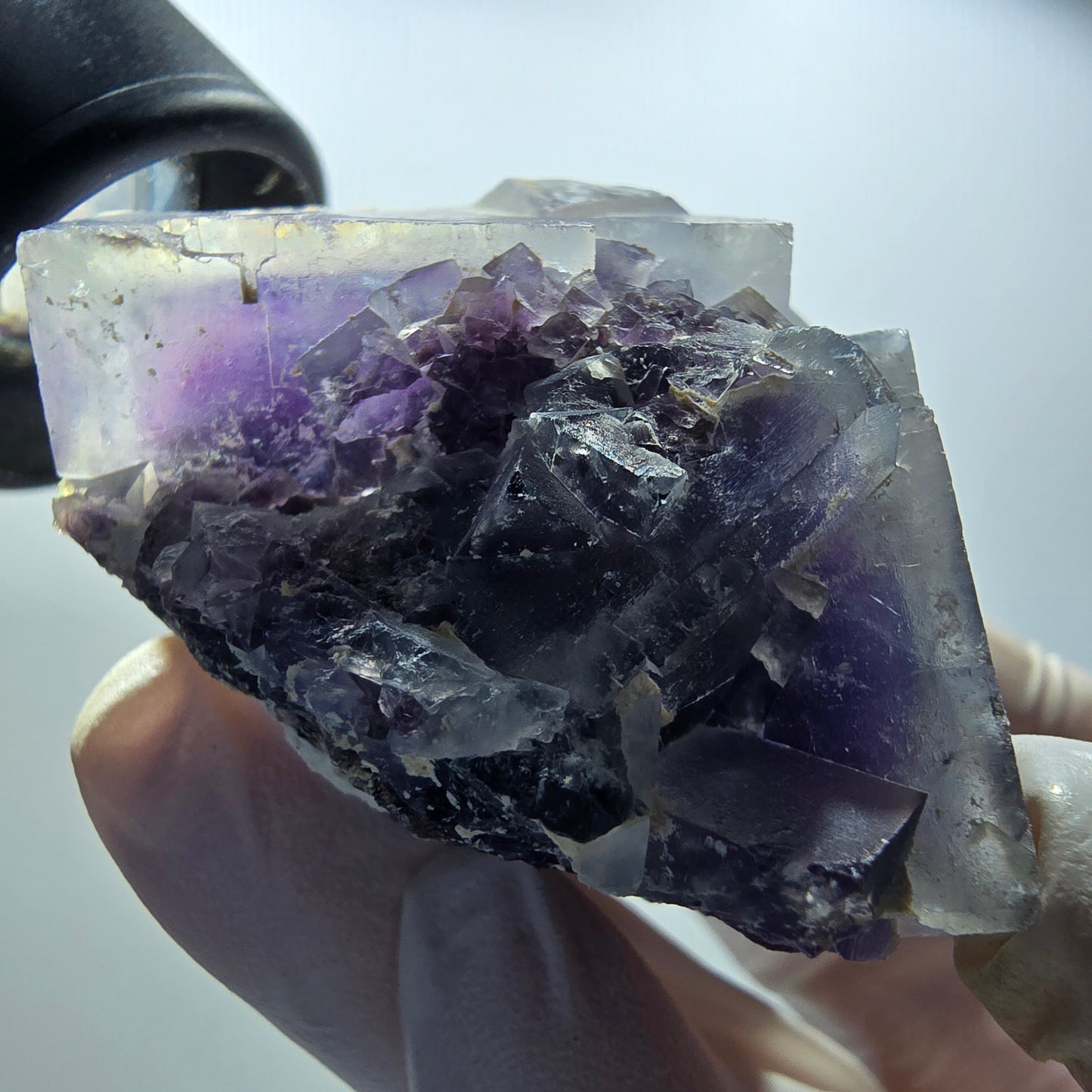 Seltene Phantom Fluorit Würfel Stufe, lila weiß Okorusu, Namibia 65*56*34mm #13035