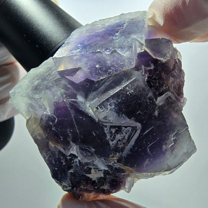 Seltene Phantom Fluorit Würfel Stufe, lila weiß Okorusu, Namibia 65*56*34mm #13035