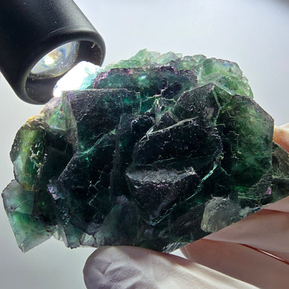 Seltene Phantom Fluorit Würfel Stufe parkettiert grün Okorusu Namibia 77*69*33mm #13036