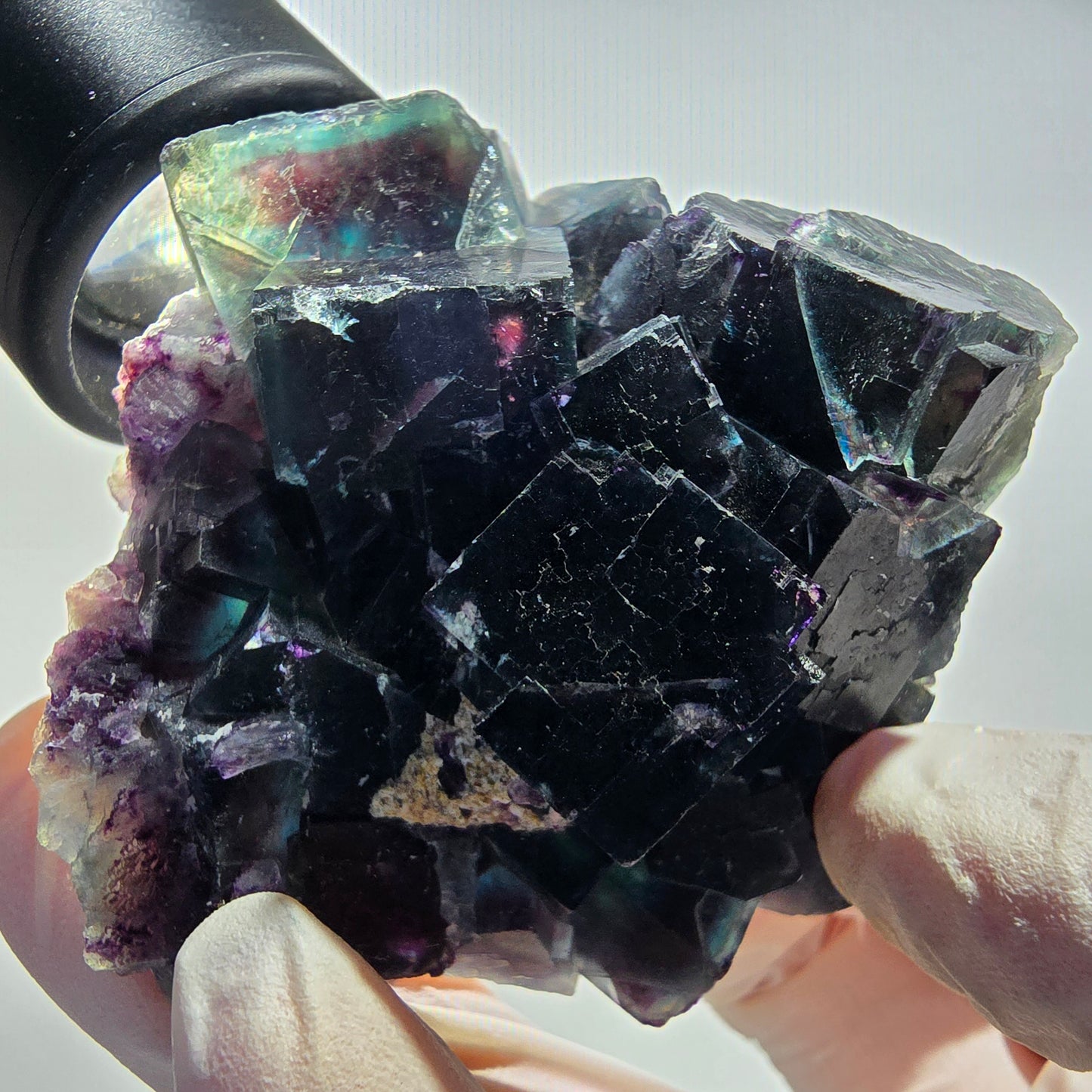 Phantom Fluorit Würfel Stufe, parkettiert grün lila Okorusu, Namibia 65*59*32mm #13037