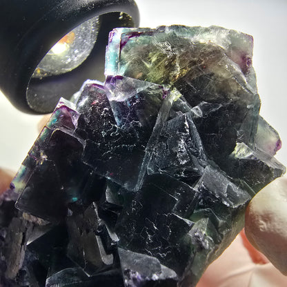 Phantom Fluorit Würfel Stufe, parkettiert grün lila Okorusu, Namibia 65*59*32mm #13037