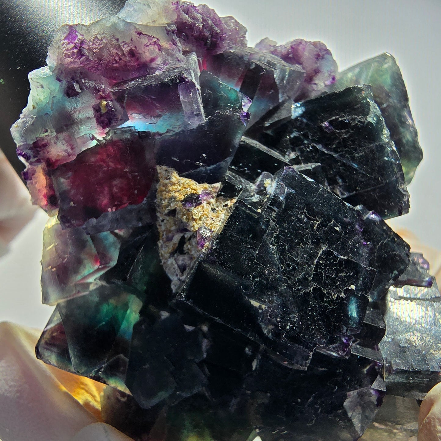 Phantom Fluorit Würfel Stufe, parkettiert grün lila Okorusu, Namibia 65*59*32mm #13037