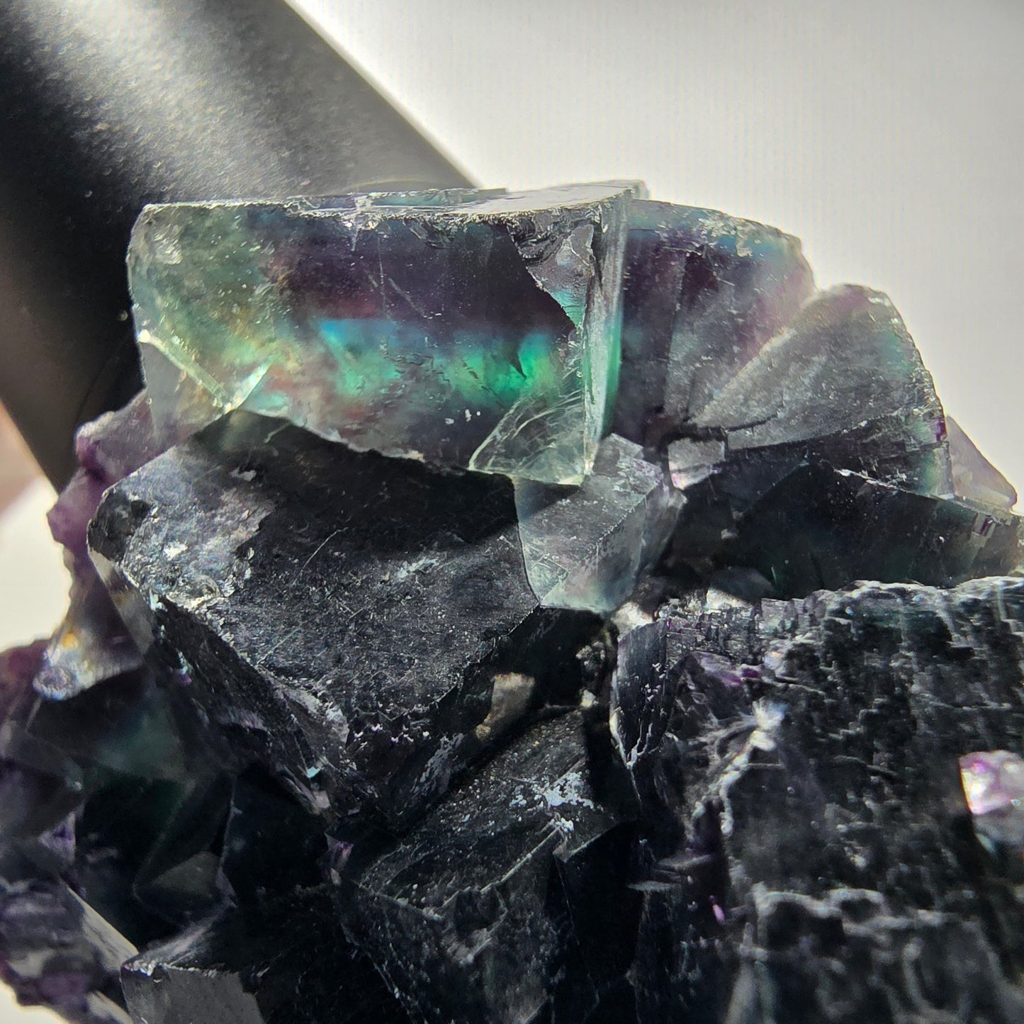 Phantom Fluorit Würfel Stufe, parkettiert grün lila Okorusu, Namibia 65*59*32mm #13037