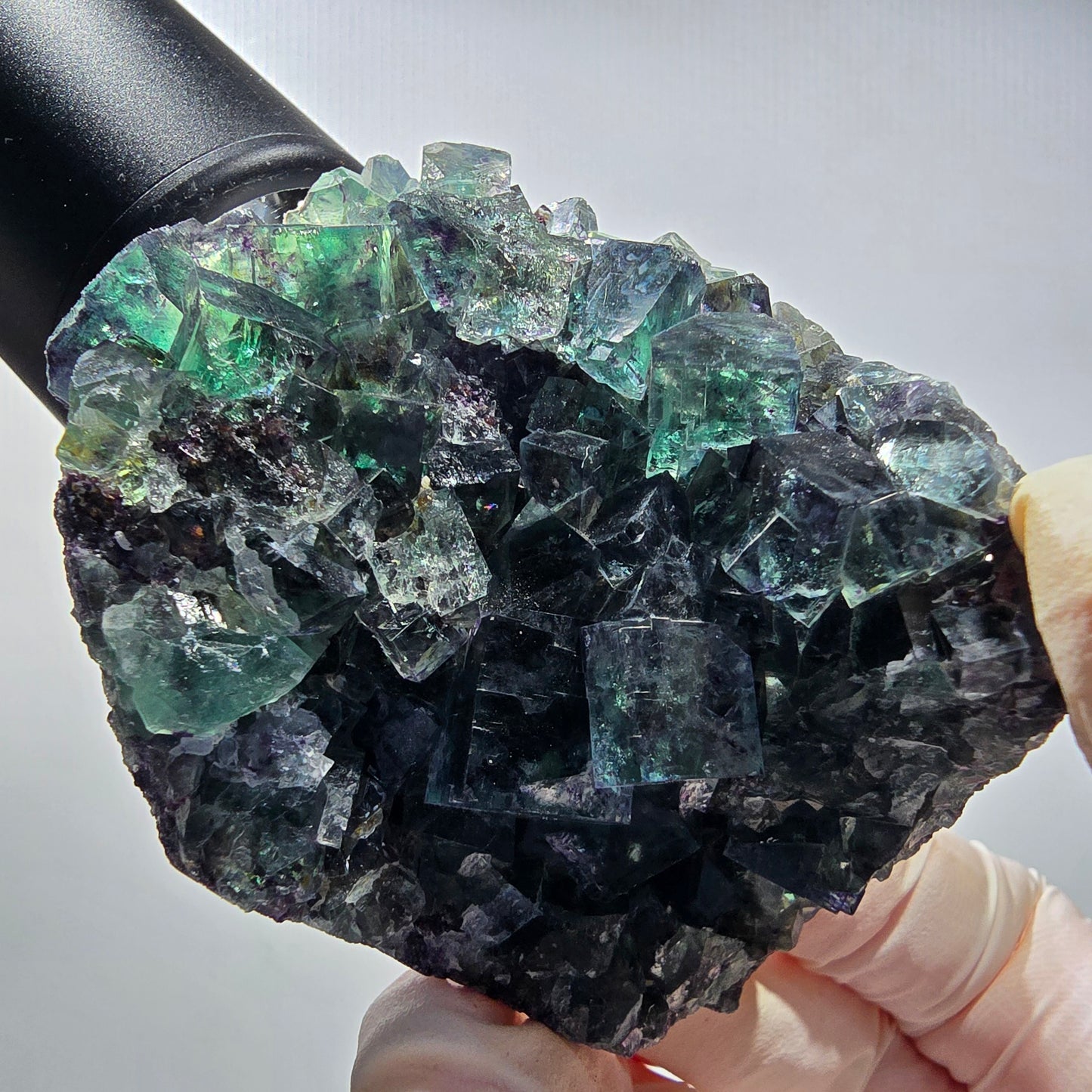 Seltene Phantom Fluorit Würfel Stufe, grün lila Okorusu, Namibia 69*53*39mm #13038