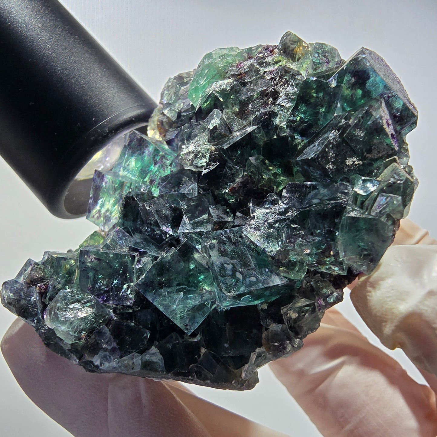 Seltene Phantom Fluorit Würfel Stufe, grün lila Okorusu, Namibia 69*53*39mm #13038