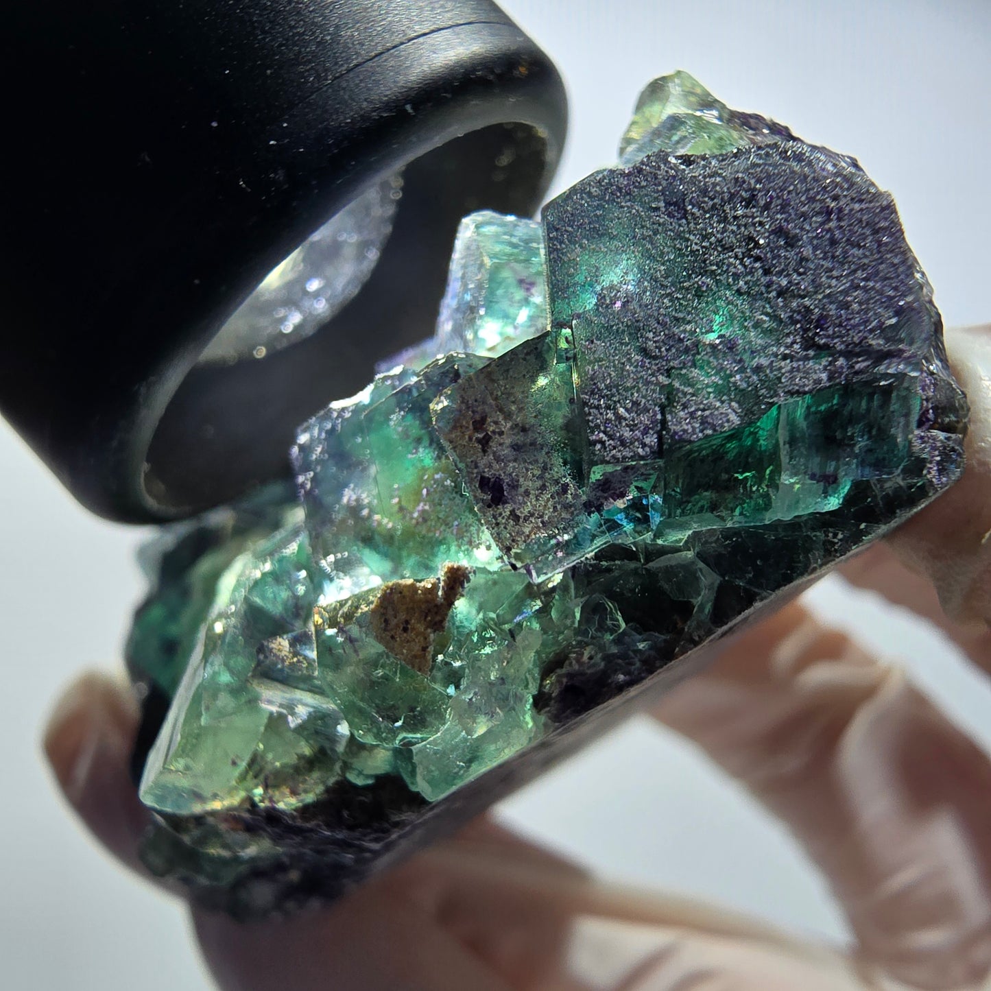 Seltene Phantom Fluorit Würfel Stufe, grün lila Okorusu, Namibia 69*53*39mm #13038