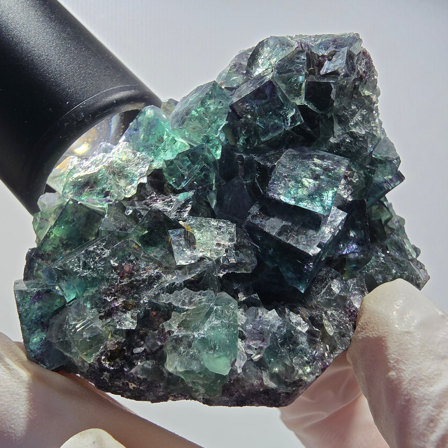 Seltene Phantom Fluorit Würfel Stufe, grün lila Okorusu, Namibia 69*53*39mm #13038