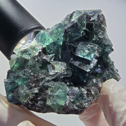 Seltene Phantom Fluorit Würfel Stufe, grün lila Okorusu, Namibia 69*53*39mm #13038