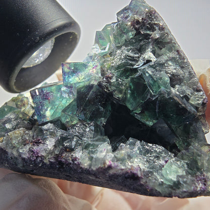 Seltene Phantom Fluorit Würfel Stufe, grün lila Okorusu, Namibia 69*53*39mm #13038