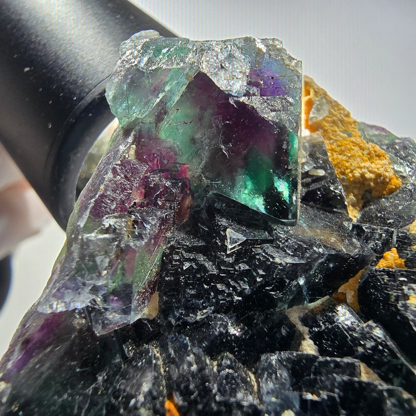 Seltene Phantom Fluorit Würfel Stufe, grün lila Okorusu, Namibia 82*74*33mm #13039