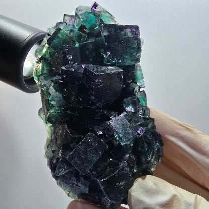 Seltene Phantom Fluorit Würfel Stufe, grün lila Okorusu, Namibia 79*51*32mm #13042