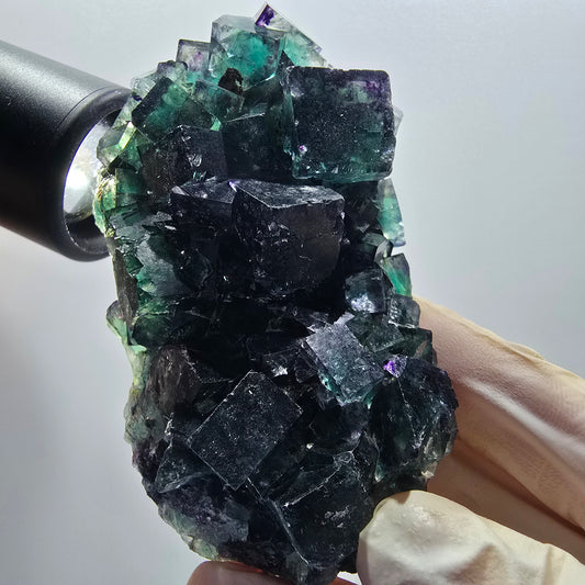 Seltene Phantom Fluorit Würfel Stufe, grün lila Okorusu, Namibia 79*51*32mm #13042