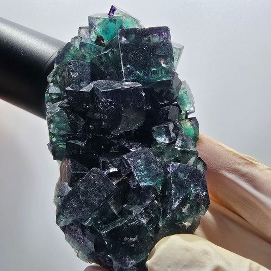 Seltene Phantom Fluorit Würfel Stufe, grün lila Okorusu, Namibia 79*51*32mm #13042
