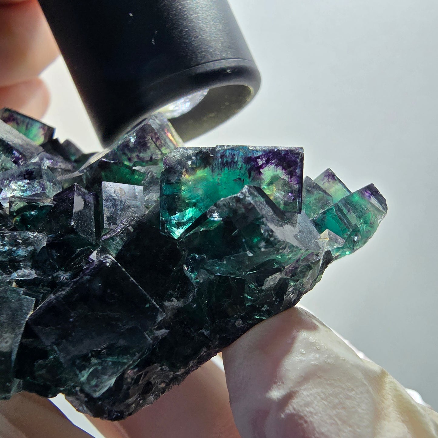 Seltene Phantom Fluorit Würfel Stufe, grün lila Okorusu, Namibia 79*51*32mm #13042