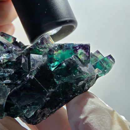 Seltene Phantom Fluorit Würfel Stufe, grün lila Okorusu, Namibia 79*51*32mm #13042